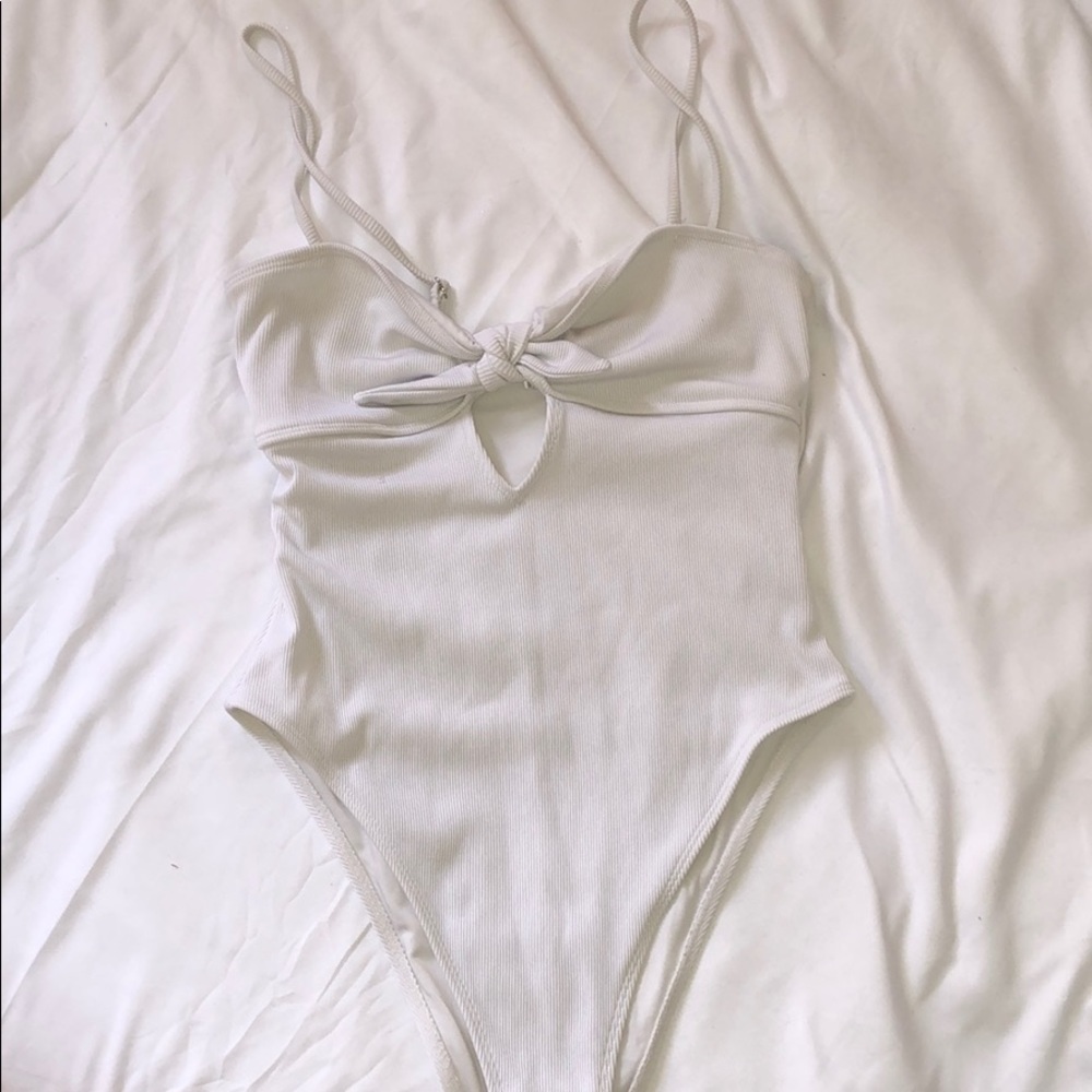 White high leg one piece swimsuit